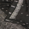Sanskriti Vintage Black Sarees Pure Silk Woven Brocade/Banarasi Sari Sustainable Fabric