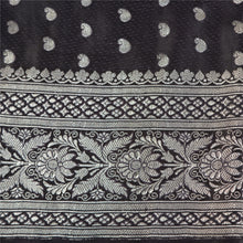 Load image into Gallery viewer, Sanskriti Vintage Dark Brown Sarees Pure Satin Silk Brocade/Banarasi Sari Fabric
