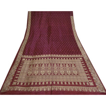 Load image into Gallery viewer, Sanskriti Vintage Dark Red Sarees Pure Satin Woven  Brocade/Banarasi Sari Fabric
