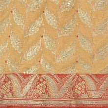 Load image into Gallery viewer, Sanskriti Vintage Peach/Pink Sarees Pure Satin Silk Brocade/Banarasi Sari Fabric

