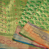 Sanskriti Vintage Green Sarees Pure Silk Woven Brocade/Banarasi Zari Sari Sustainable Fabric