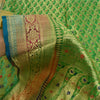 Sanskriti Vintage Green Sarees Pure Silk Woven Brocade/Banarasi Zari Sari Sustainable Fabric