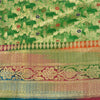 Sanskriti Vintage Green Sarees Pure Silk Woven Brocade/Banarasi Zari Sari Sustainable Fabric