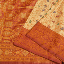 Load image into Gallery viewer, Sanskriti Vintage Golden/Dark Red Sarees Pure Satin Silk Woven Sari Fabric

