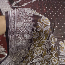 Load image into Gallery viewer, Sanskriti Vintage Brown Sarees Pure Satin Woven  Brocade/Banarasi Sari Fabric
