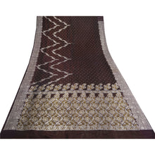 Load image into Gallery viewer, Sanskriti Vintage Brown Sarees Pure Satin Woven  Brocade/Banarasi Sari Fabric
