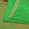 Sanskriti Vintage Green Sarees Pure Satin Silk Brocade/Banarasi Zari Sari Sustainable Fabric