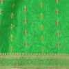 Sanskriti Vintage Green Sarees Pure Satin Silk Brocade/Banarasi Zari Sari Sustainable Fabric
