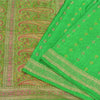 Sanskriti Vintage Green Sarees Pure Satin Silk Brocade/Banarasi Zari Sari Sustainable Fabric