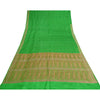 Sanskriti Vintage Green Sarees Pure Satin Silk Brocade/Banarasi Zari Sari Sustainable Fabric