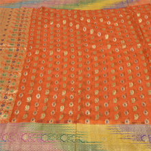 Load image into Gallery viewer, Sanskriti Vintage Orange Sarees Pure Silk Woven Brocade/Banarasi Sari Fabric
