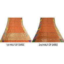 Load image into Gallery viewer, Sanskriti Vintage Orange Sarees Pure Silk Woven Brocade/Banarasi Sari Fabric
