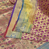 Sanskriti Vintage Pink Sarees Pure Silk Woven Brocade/Banarasi Zari Sari Sustainable Fabric