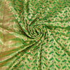 Sanskriti Vintage Green Sarees Pure Silk Woven Brocade/Banarasi Zari Sari Sustainable Fabric