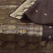 Load image into Gallery viewer, Sanskriti Vintage Dark Brown Sarees Pure Silk Woven Brocade/Banarasi Sari Fabric
