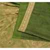 Sanskriti Vintage Green Indian Sarees Pure Satin Silk Woven Sari Yard Sustainable Fabric