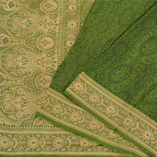 Load image into Gallery viewer, Sanskriti Vintage Green Indian Sarees Pure Satin Silk Woven Sari Yard Fabric
