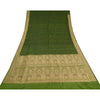 Sanskriti Vintage Green Indian Sarees Pure Satin Silk Woven Sari Yard Sustainable Fabric