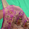 Sanskriti Vintage Lavender/Green Sarees Pure Satin Woven Baluchari Sari Sustainable Fabric