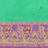 Sanskriti Vintage Lavender/Green Sarees Pure Satin Woven Baluchari Sari Sustainable Fabric