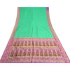 Sanskriti Vintage Lavender/Green Sarees Pure Satin Woven Baluchari Sari Sustainable Fabric