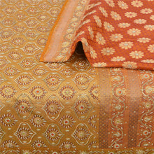 Load image into Gallery viewer, Sanskriti Vintage Saffron Sarees Pure Satin Silk Brocade/Banarasi Sari Fabric
