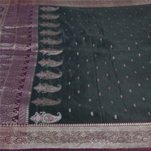 Load image into Gallery viewer, Sanskriti Vintage Purple/Green Sarees Pure Satin Brocade/Banarasi Sari Fabric
