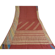Load image into Gallery viewer, Sanskriti Vintage Dark Red Sarees Pure Satin Silk Brocade/Banarasi Sari Fabric
