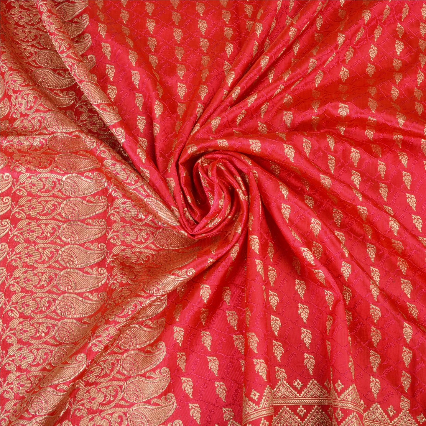 Sanskriti Vintage Hot Pink Sarees Pure Satin Silk Brocade/Banarasi Sari Sustainable Fabric