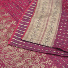 Load image into Gallery viewer, Sanskriti Vintage Purple Sarees Pure Satin Woven Brocade/Banarasi Sari Fabric
