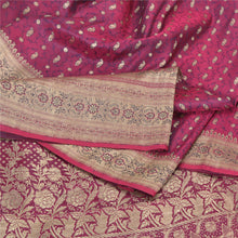Load image into Gallery viewer, Sanskriti Vintage Purple Sarees Pure Satin Woven Brocade/Banarasi Sari Fabric

