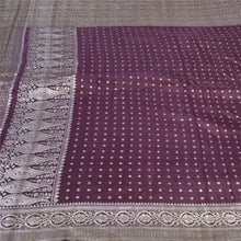 Load image into Gallery viewer, Sanskriti Vintage Purple Sarees Pure Satin Silk Brocade/Banarasi ZariSari Fabric
