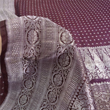 Load image into Gallery viewer, Sanskriti Vintage Purple Sarees Pure Satin Silk Brocade/Banarasi ZariSari Fabric

