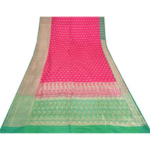 Load image into Gallery viewer, Sanskriti Vintage Magenta/Green Sarees Pure Satin Brocade/Banarasi Sari Fabric

