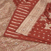 Sanskriti Vintage Dark Red Sarees Pure Satin Hand Beaded Banarasi Woven Brocade Sari  Sustainable Fabric