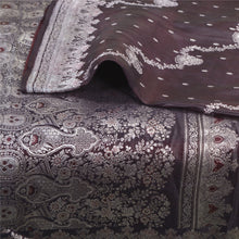 Load image into Gallery viewer, Sanskriti Vintage Dark Brown Sarees Pure Satin Silk Woven Banarasi Sari Fabric
