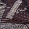 Sanskriti Vintage Dark Brown Sarees Pure Satin Silk Woven Banarasi Sari Sustainable Fabric