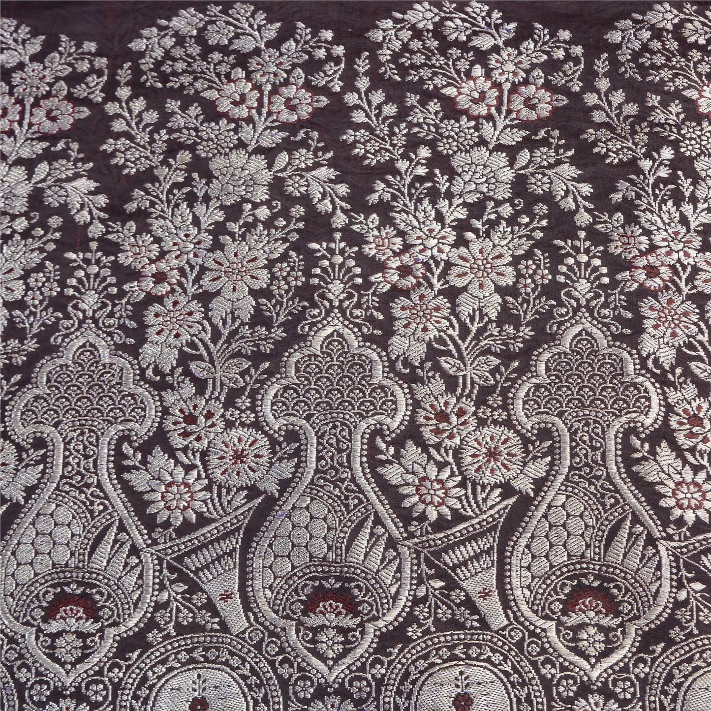 Sanskriti Vintage Dark Brown Sarees Pure Satin Silk Woven Banarasi Sari Sustainable Fabric