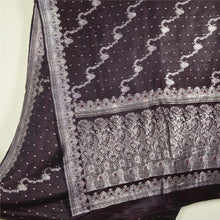 Load image into Gallery viewer, Sanskriti Vintage Dark Brown Sarees Pure Satin Silk Woven Banarasi Sari Fabric
