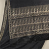 Sanskriti Vintage Black Sarees Pure Satin Zari Woven Brocade/Banarasi Sari Sustainable Fabric