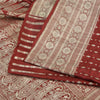 Sanskriti Vintage Dark Red Sarees Pure Satin Woven Brocade/Banarasi Sari Sustainable Fabric