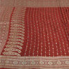 Sanskriti Vintage Dark Red Sarees Pure Satin Woven Brocade/Banarasi Sari Sustainable Fabric