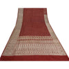 Sanskriti Vintage Dark Red Sarees Pure Satin Woven Brocade/Banarasi Sari Sustainable Fabric
