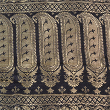 Load image into Gallery viewer, Sanskriti Vintage Navy Blue Sarees Pure Satin Silk Brocade/Banarasi Sari Fabric
