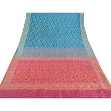 Load image into Gallery viewer, Sanskriti Vintage Blue Heavy Saree Pure Silk Woven Decor 5 Yd Fabric Craft Sari
