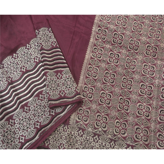 Sanskriti Vintage Purple Heavy Saree Pure Silk Sustainable Fabric Banarasi Brocade Zari Sari