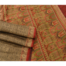 Load image into Gallery viewer, Sanskriti Vintage Cream Heavy Saree 100% Pure Satin Silk Woven 5 Yd Fabric Sari
