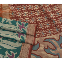 Load image into Gallery viewer, Sanskriti Vintage Heavy Saree Pure Silk Woven Dark Red Sari Craft Floral Fabric

