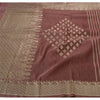 Sanskriti Vintage Brown Heavy Saree Pure Satin Silk Banarasi Brocade Sustainable Fabric Sari