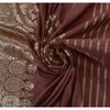 Sanskriti Vintage Brown Heavy Saree Pure Satin Silk Banarasi Brocade Sustainable Fabric Sari